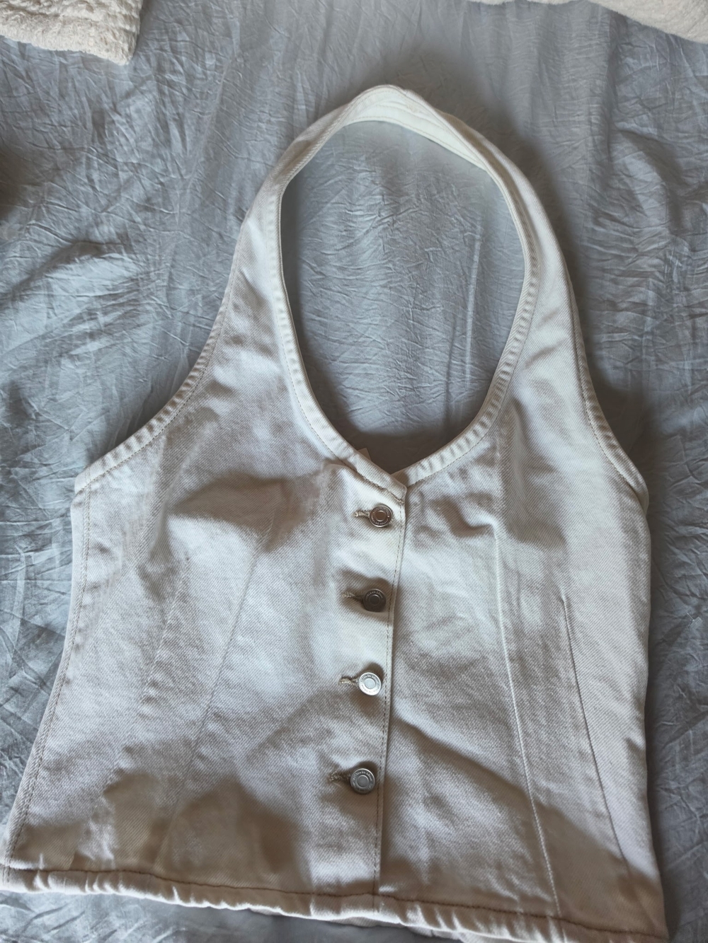 Cotton On Cream Halter Button-Front Camisole - Picture 2 of 6